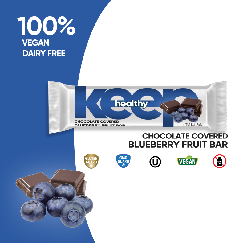 Keep Healthy Chocolate Covered Blueberry Fruit Bar, 100% Vegan, low-glycemic, keto-friendly, and kosher