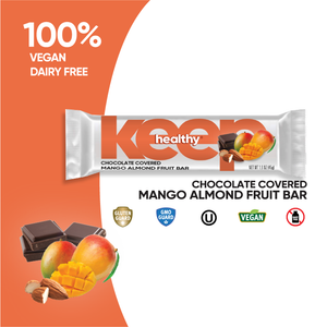 Keep Healthy Chocolate Covered Mango Almond Fruit and Nut Bar, 100% Vegan, low-glycemic, keto-friendly, and kosher