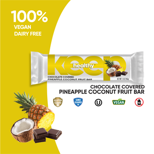 Keep Healthy Chocolate Covered Pineapple Coconut Fruit and Nut Bar, 100% Vegan, low-glycemic, keto-friendly, and kosher