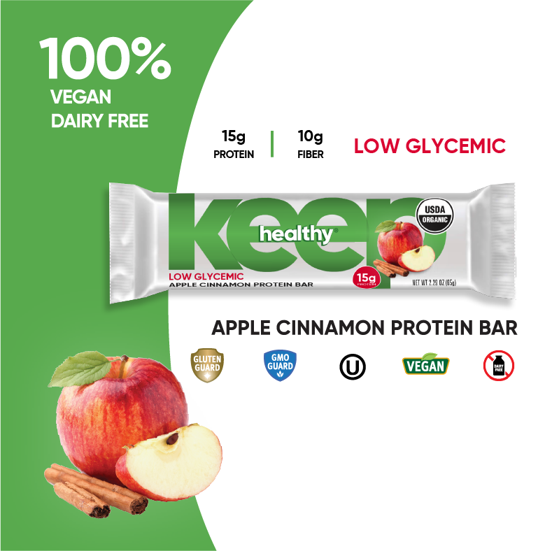 Organic Low Glycemic Apple Cinnamon 15g. Protein 12 Bar Box