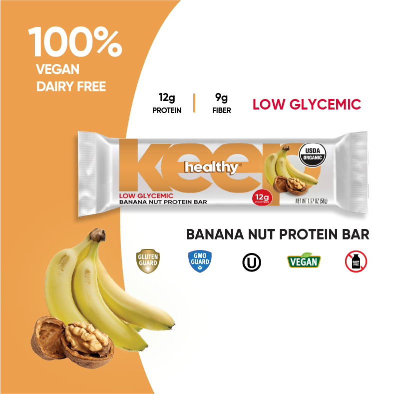 Organic Low Glycemic Banana Nut 12g. Protein 12 Bar Box